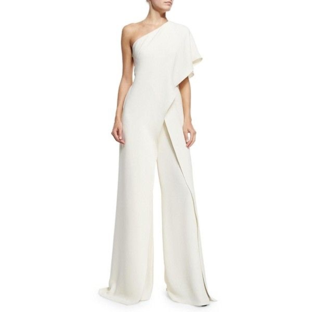 Ralph Lauren Creme one shoulder tiered jumpsuit